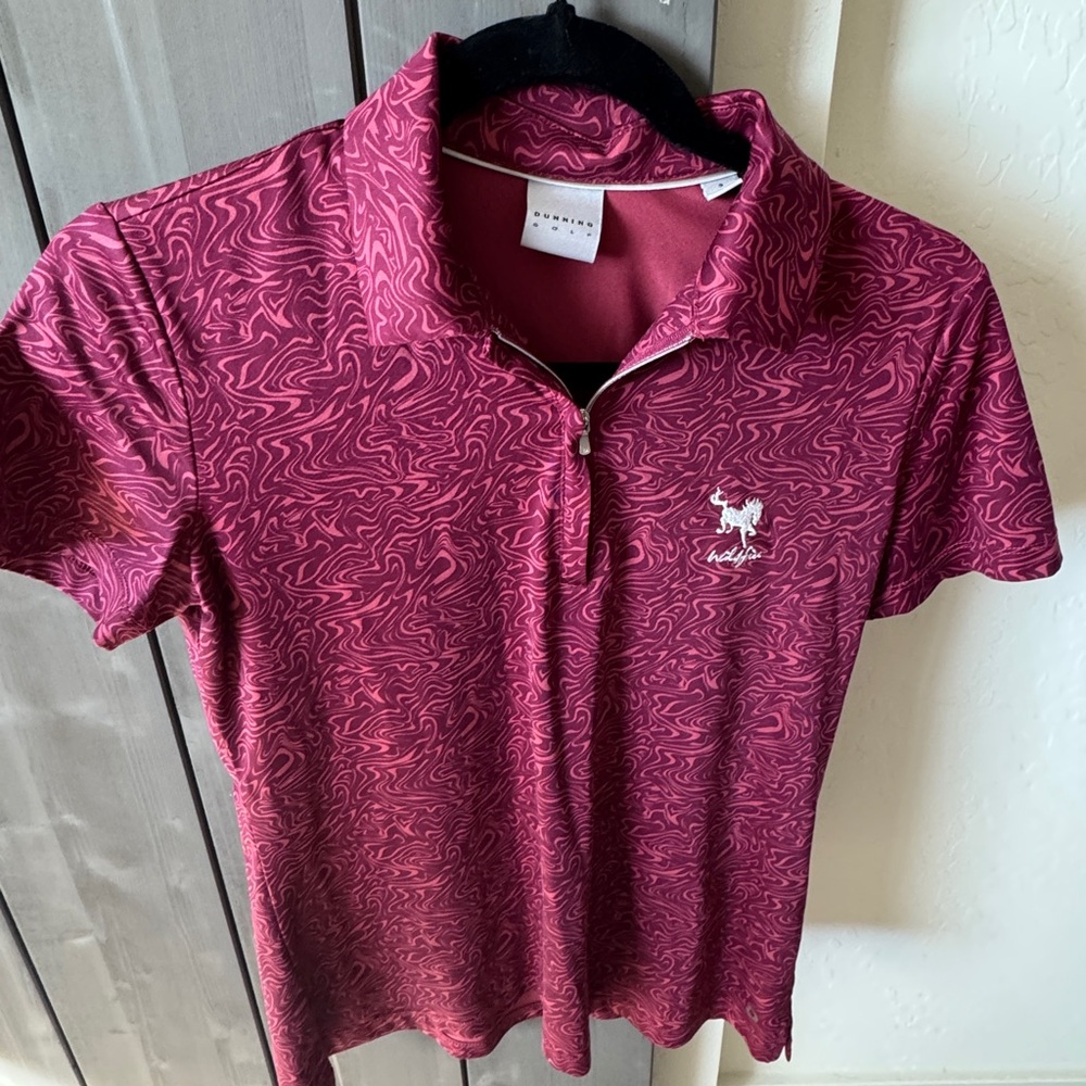 Dunning Golf Cool Max 1/4 Zip Polo Shirt Short‎ Sleeve Size S
